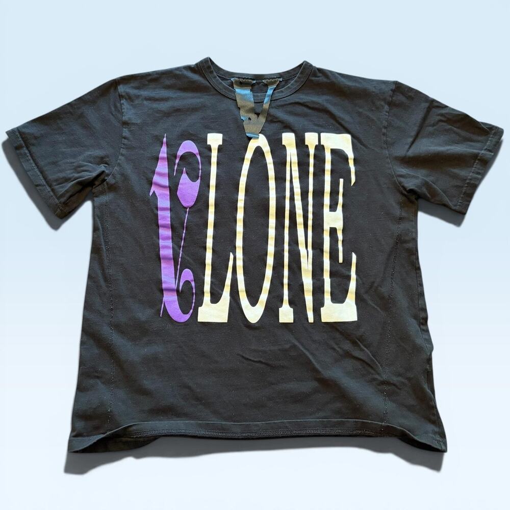 VLONE Shirt Mens Large Black Palm Angels Collab Flame V Graphic Tee T-Shirt USA